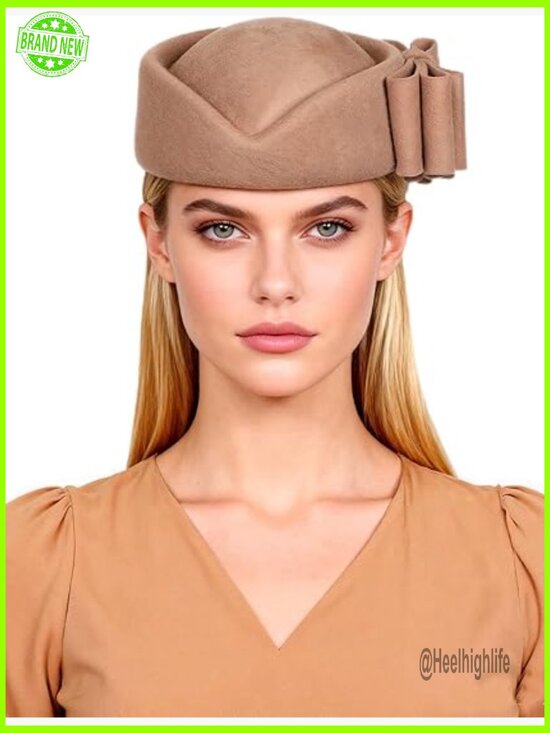 Wool Beret Hat with Bow Adjustable Fit for Women Wedding Tea Party main image 4